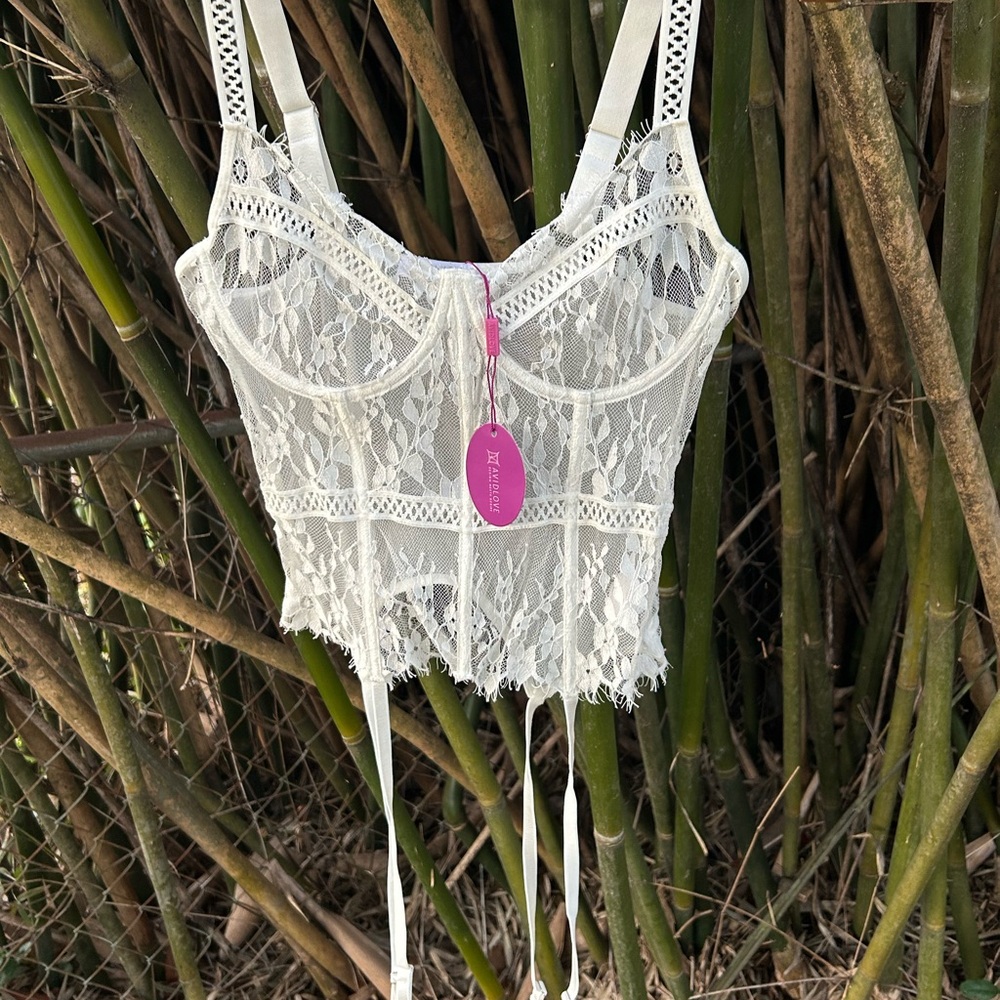 White Lace Corset Bra Top NWT